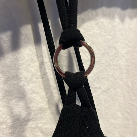 Sexy double spaghetti straps w silver ring detail bedazzled empire waist XS - Picture 5 of 9